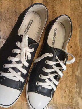 Women's Converse All Star Black Leather Sneakers - Size 7.5